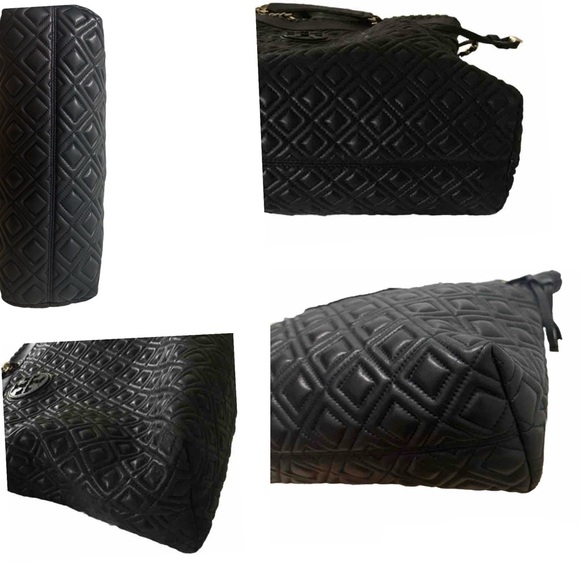 Tory Burch Marion Quilted Leather Slouchy Tote/Shoulder Bag in Black - Picture 8 of 13